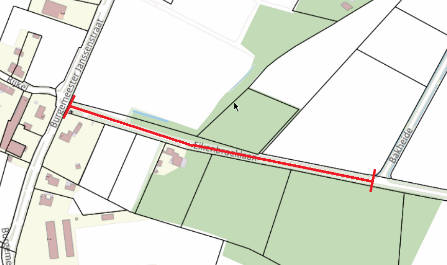 Plattegrond van werkzaamheden aan Eikenbroeklaan in Beesel