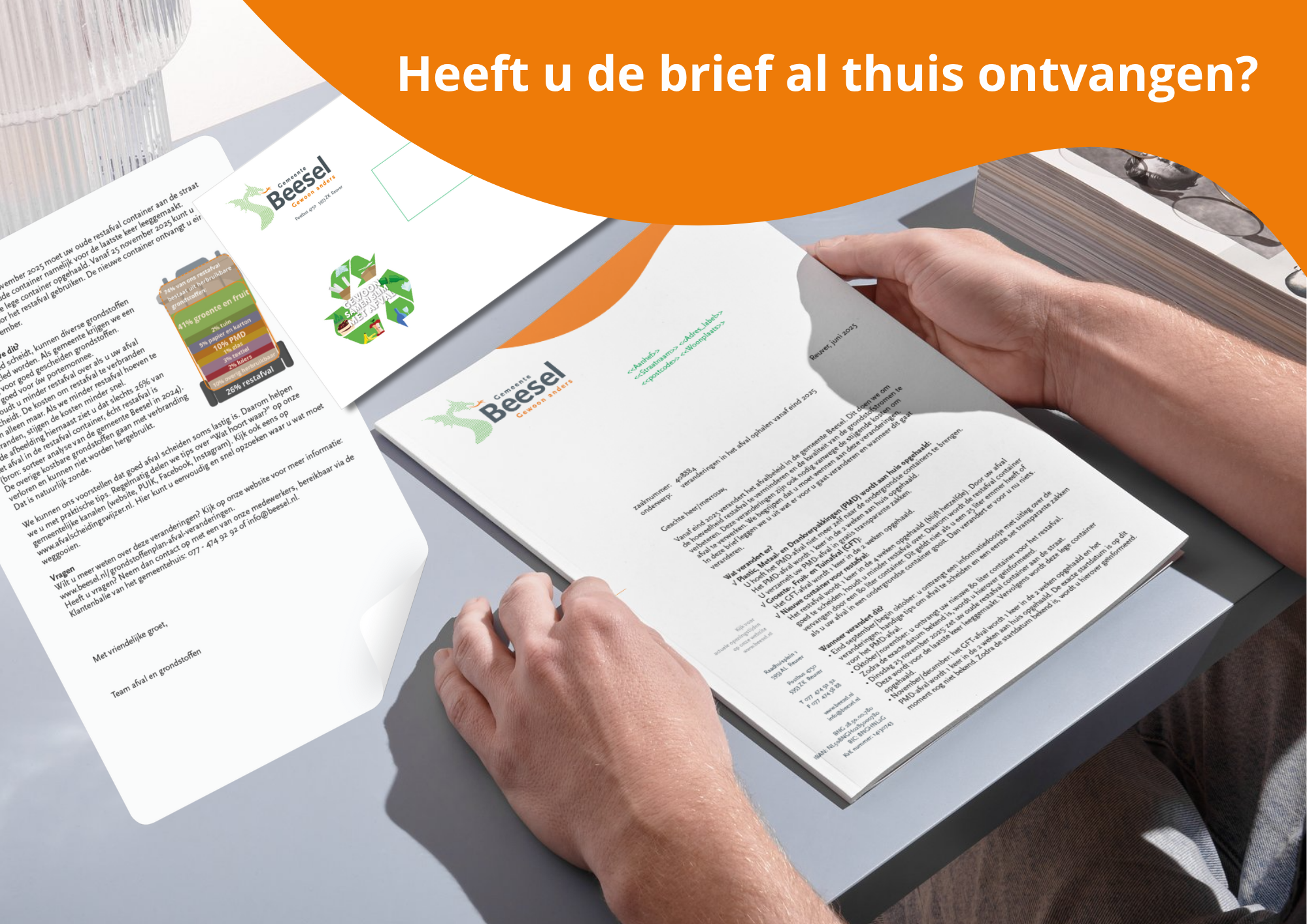 Brief met aankondiging afval veranderingen