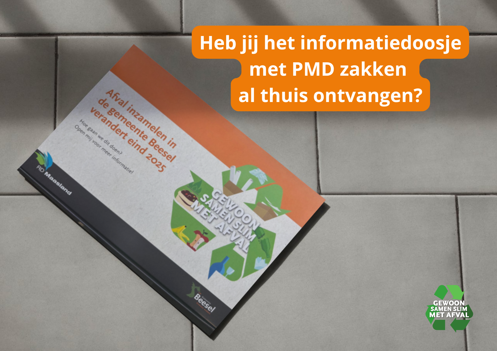 Informatiedoosje met PMD zakken op de stoep