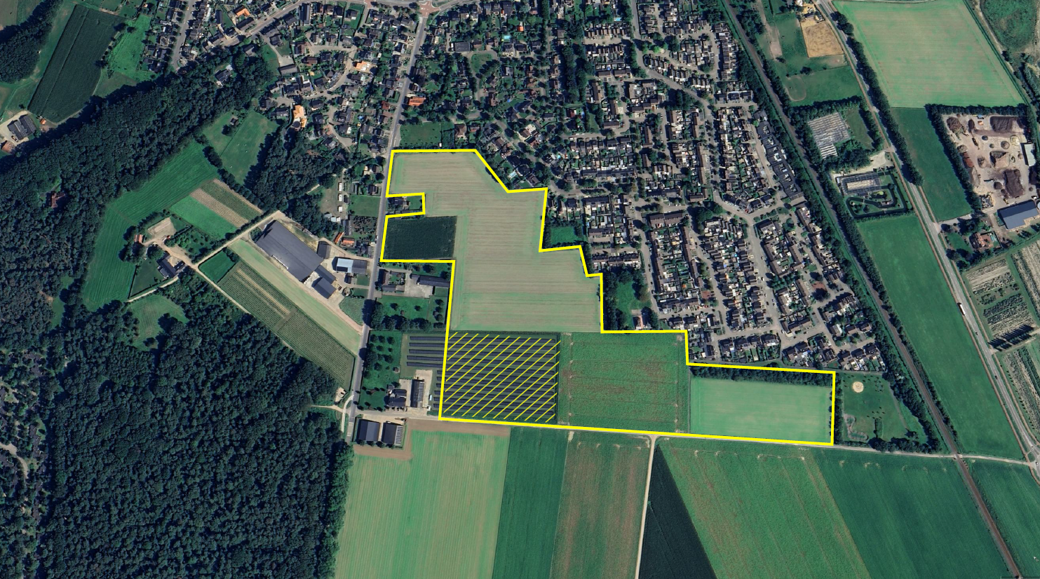 Globale ligging plangebied woningbouw nabij Vogelsweijde en Beeselseweg.