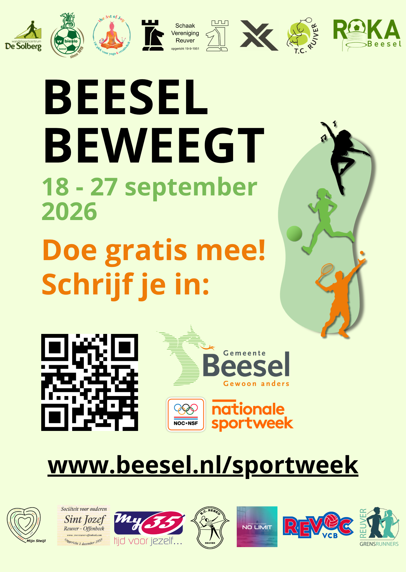 Poster van Beesel Beweegt met logo's van alle sportaanbieders